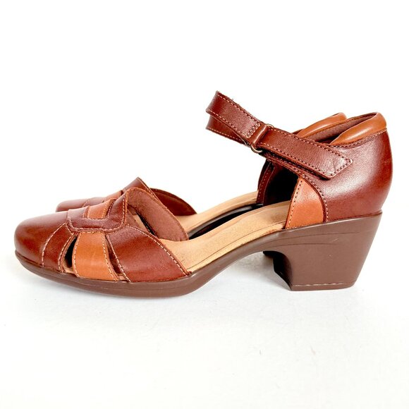 Clarks Emily Daisy Maryjane Brown Leather Ortholite Sandal Pumps Size 9.5 - Picture 5 of 11